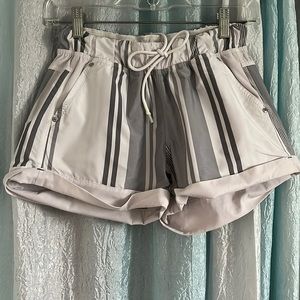 Gray and White Lululemon shorts